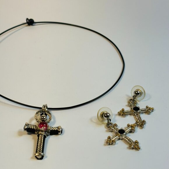 Y2K Fashion Earrings and Choker Mall Goth Romantic Soft Goth - Picture 8 of 11